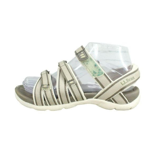 LL Bean Boothbay Cream Nylon Hook & Loop Sport Hiking Sandals Size 6 M - Picture 1 of 10